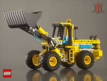 Визуализация 3d-модели погрузчика LEGO 8439