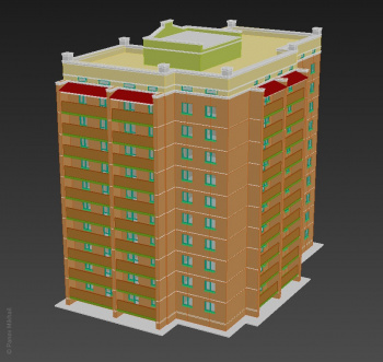 Модель многоэтажного дома в 3ds max