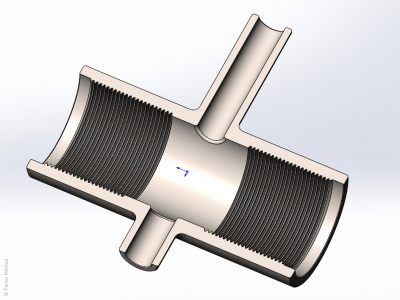 3D-модель коллектора 73×73 мм в SolidWorks