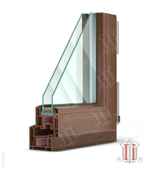 Фотореалистичная визуализация окна Rehau DELIGHT Design в цвете Орех