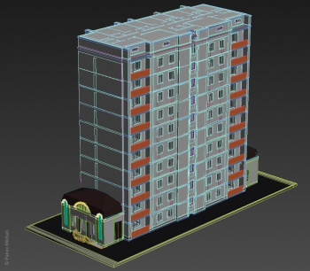 Модель многоквартирного дома в 3ds max