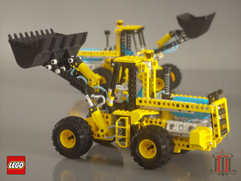 Визуализация 3d-модели погрузчика LEGO 8439