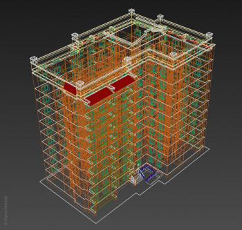 Модель многоэтажного дома в 3ds max