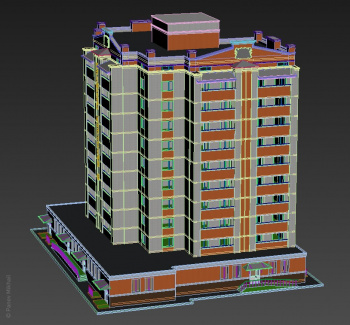 Модель многоквартирного дома в 3ds max