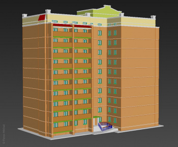 Модель многоэтажки в 3ds max