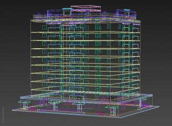 Модель десятиэтажки в 3ds max