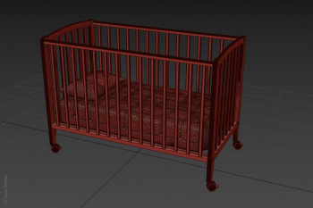 Конвертирование модели кроватки в 3ds max
