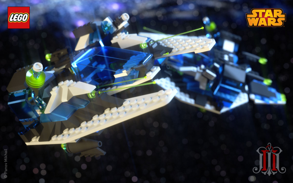Визуализация 3d-модели истребителя STAR HAWK II из конструктора LEGO (LEGO 1789-1 STAR HAWK II)